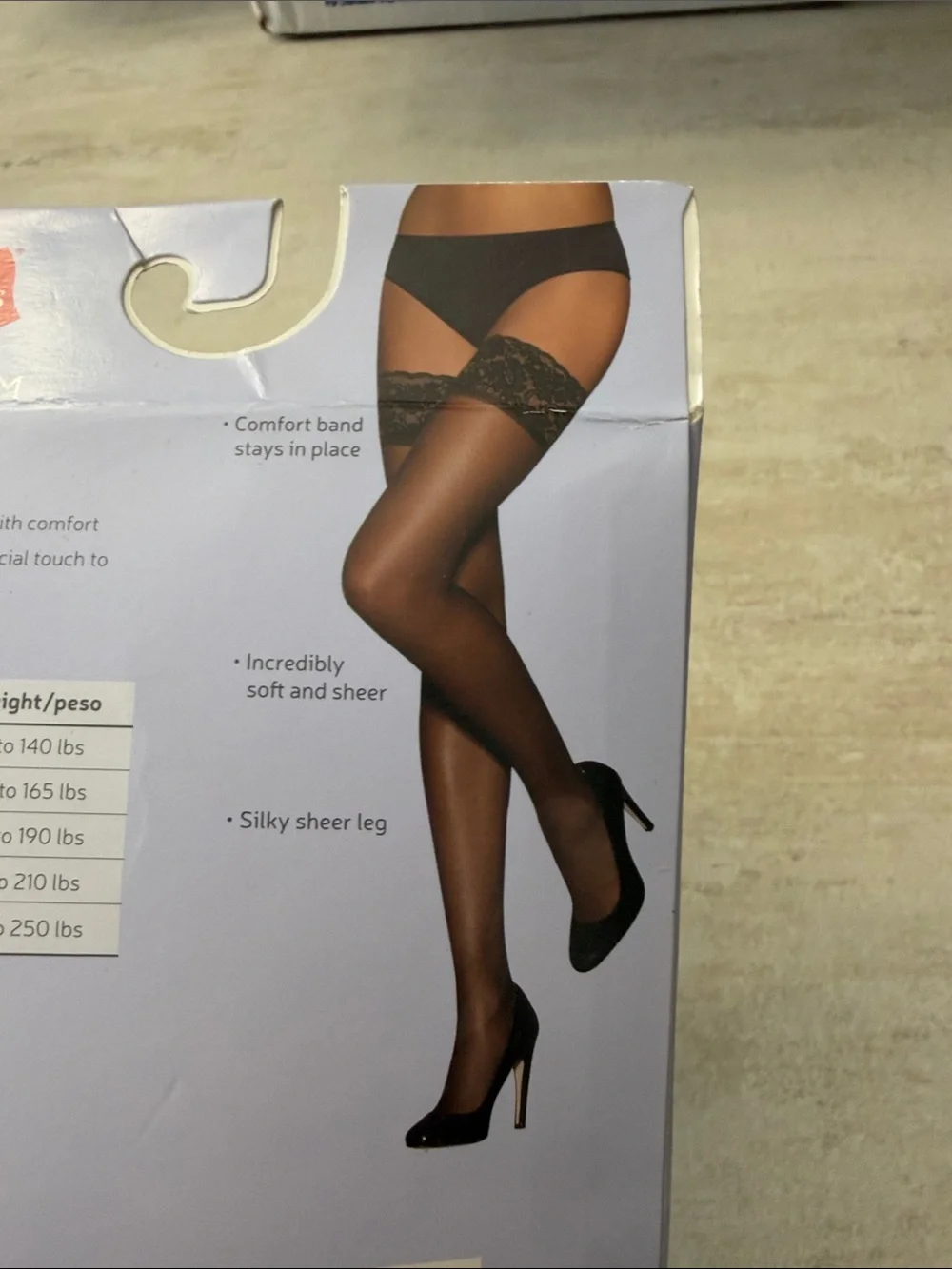 Hanes Black Silky Sheer Lace Thigh Highs